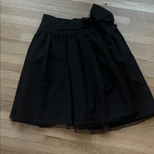 Girls Black A-Line Skirt with Bow Detail, 12